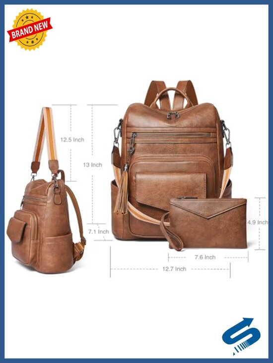 Faux Leather Women\'s Backpack Purse Convertible Crossbody Shoulder Strap Water main image 4